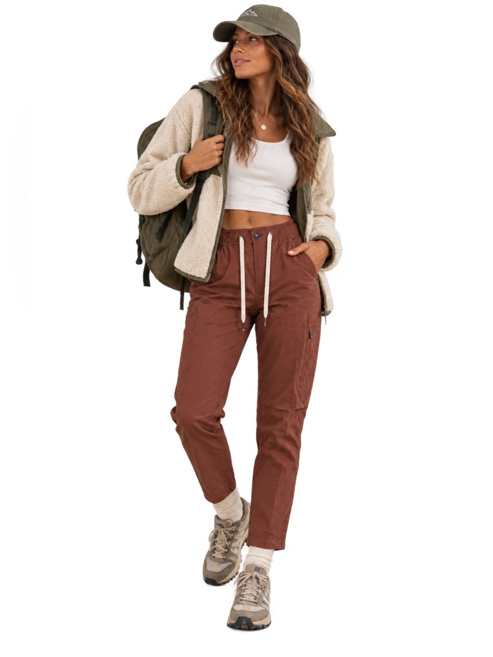 Vuori Ripstop Drawstring Straight Leg Terracotta Hiking Athletic Cargo Pants